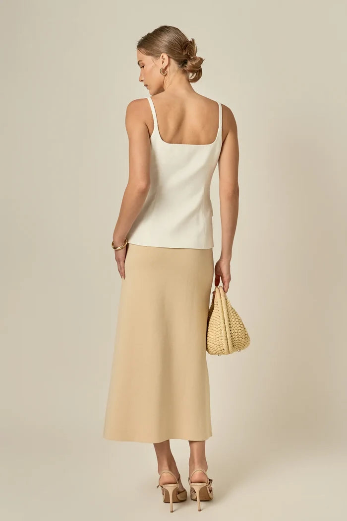 Linen Sleeveless Vest-White