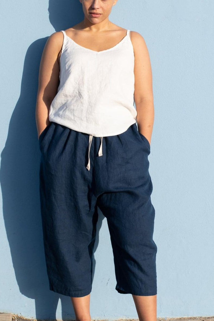 Linen Tokyo Wide Blue Pants
