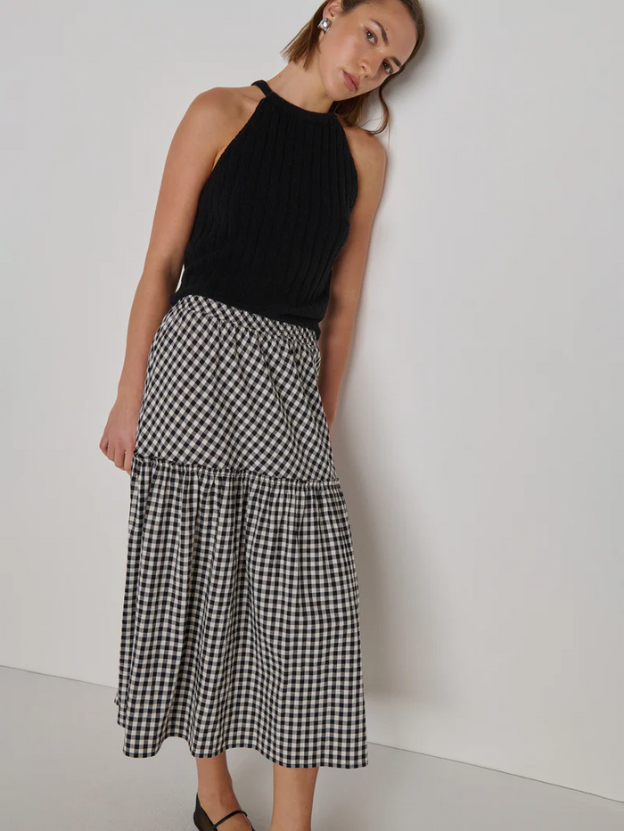 Liza Gingham Skirt - Black Cream Gingham