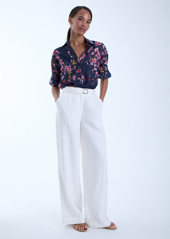 Lola Print Shirt-Navy Summer Whisper
