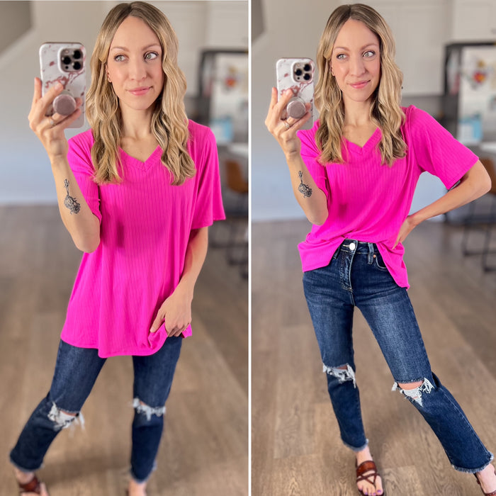 Lonesome Valley V-Neck Ribbed Top
