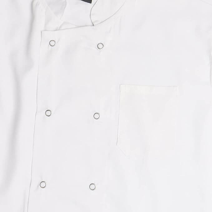 Visible button long sleeve white chef jacket front buttons