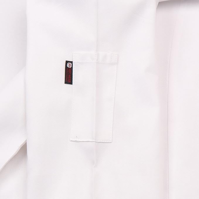 Visible button long sleeve white chef jacket pen pocket