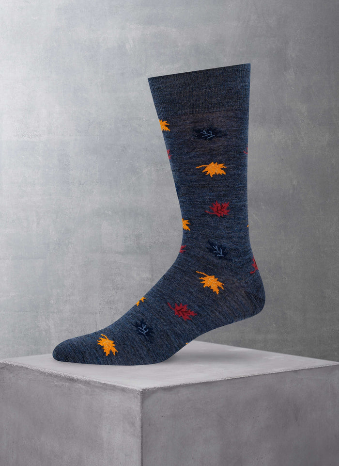 Navy Falling Leaves
