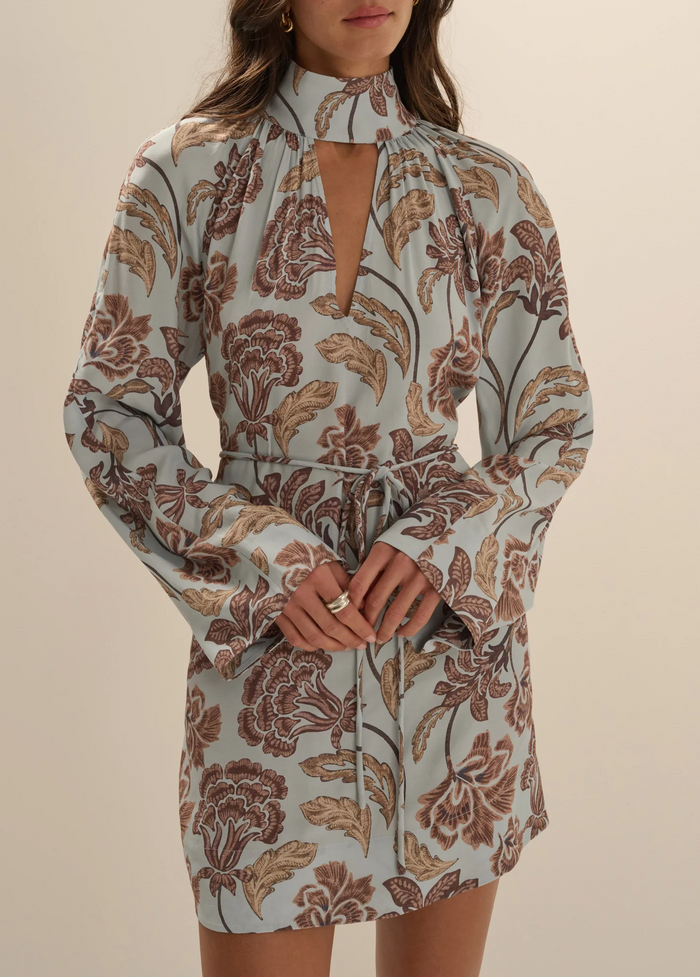 Love Story Mini Dress-Sky Paisley Floral