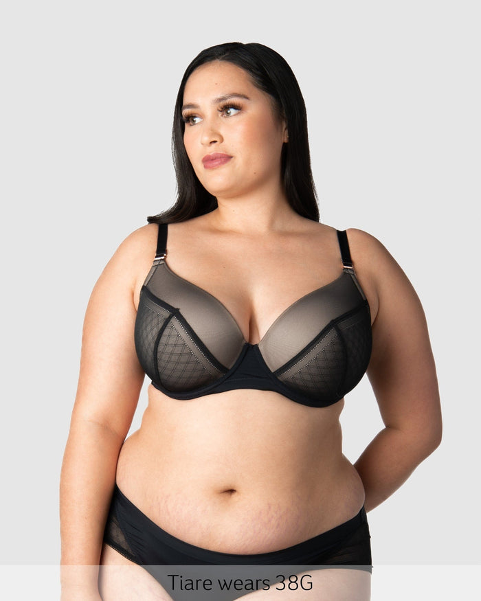 Lunar Eclipse T-Shirt Nursing Bra in Black — contour cup with magnetic nursing clip — Hotmilk Lingerie