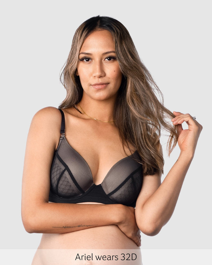 Lunar Eclipse T-Shirt Nursing Bra Black — side view, contour cup — Hotmilk Lingerie