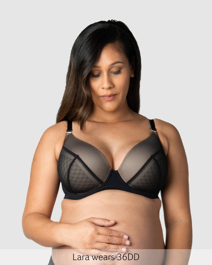 Lunar Eclipse T-Shirt Nursing Bra Black — front view, smooth t-shirt finish — Hotmilk Lingerie