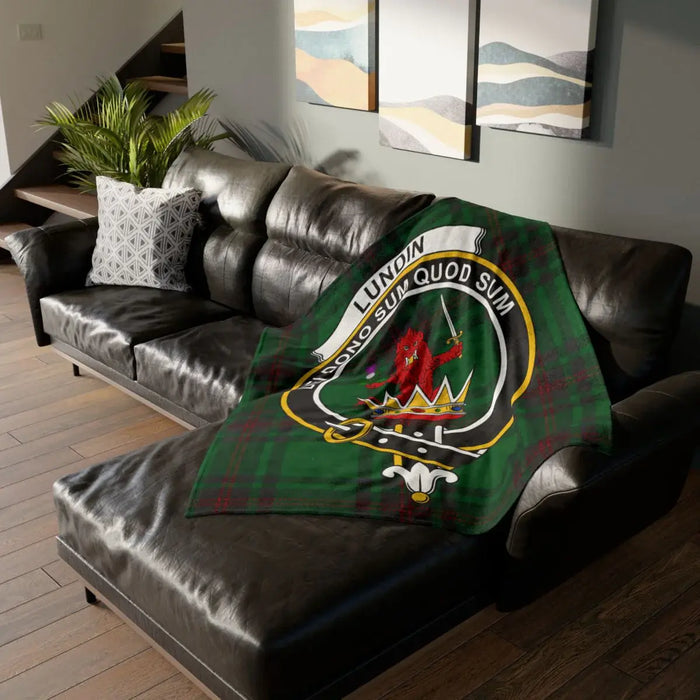 Lundin Clan Crest Tartan Blanket