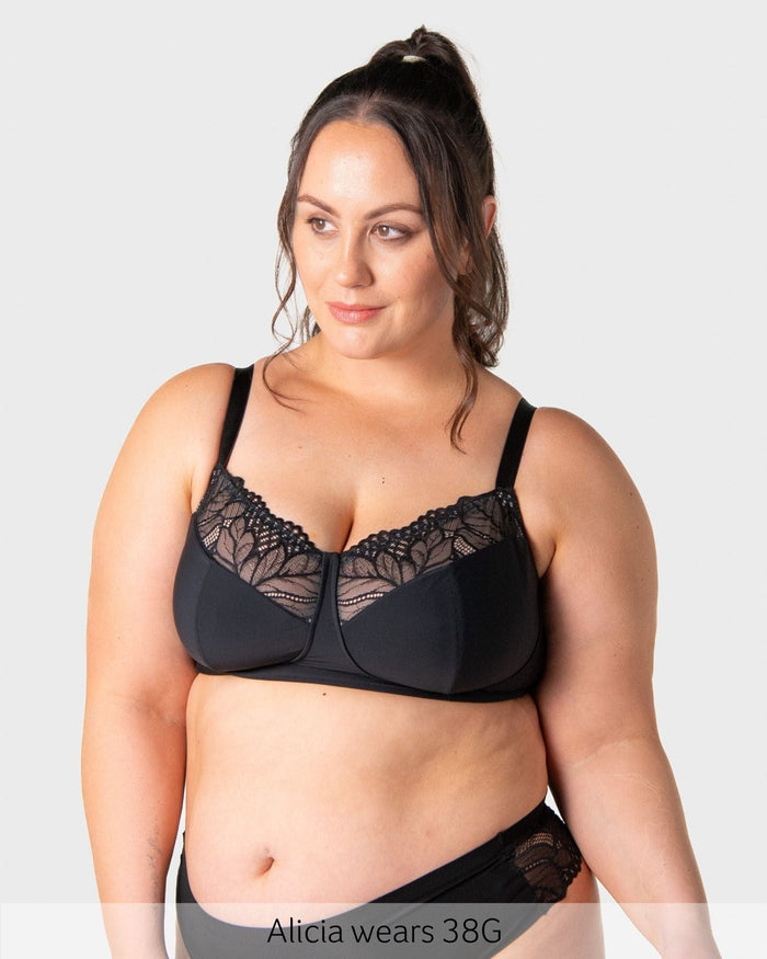 Luxe Wirefree Bra Black — full bust wirefree support — Hotmilk Evolve everyday bra