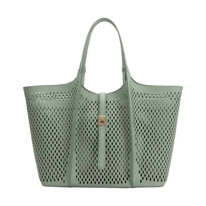 Malia Sage Laser Cut Tote Bag-Sage
