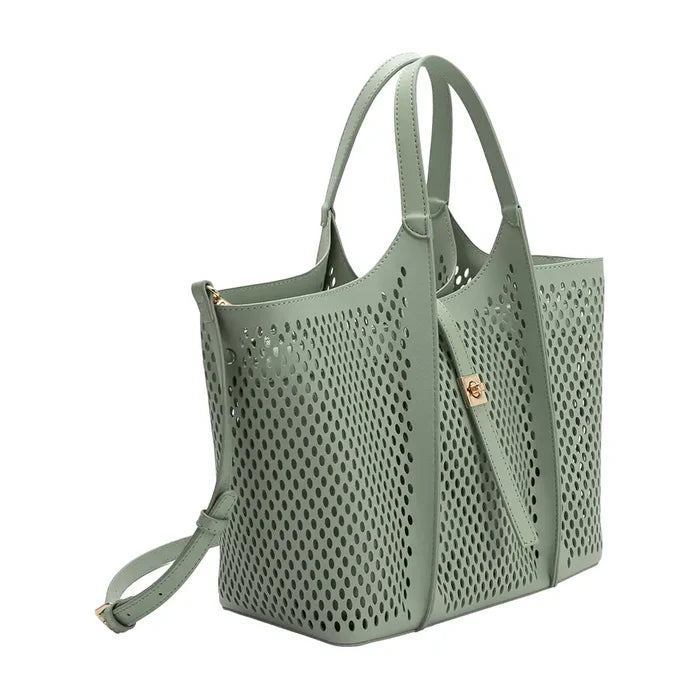 Malia Sage Laser Cut Tote Bag-Sage