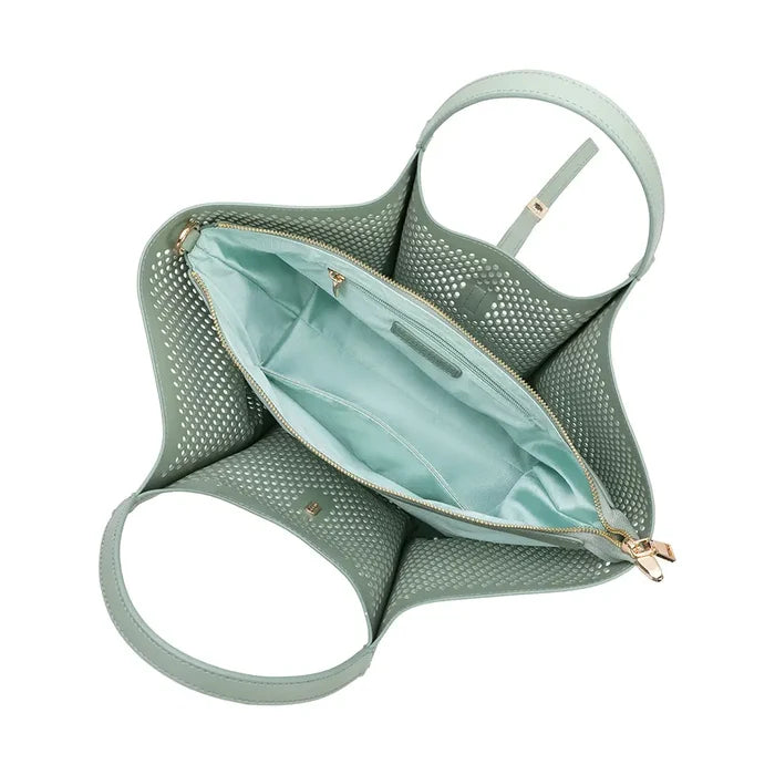 Malia Sage Laser Cut Tote Bag-Sage