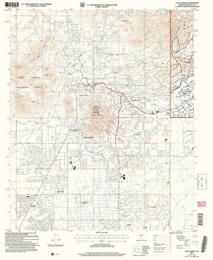 Map of Cave Creek, Arizona by USGS, 2004 – Carefree & Cave Creek Regional Park