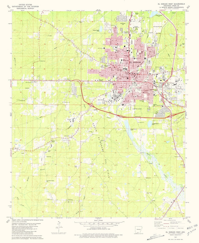 Map of El Dorado, Arkansas by USGS, 1981 – Smackover, Calion & Ouachita River