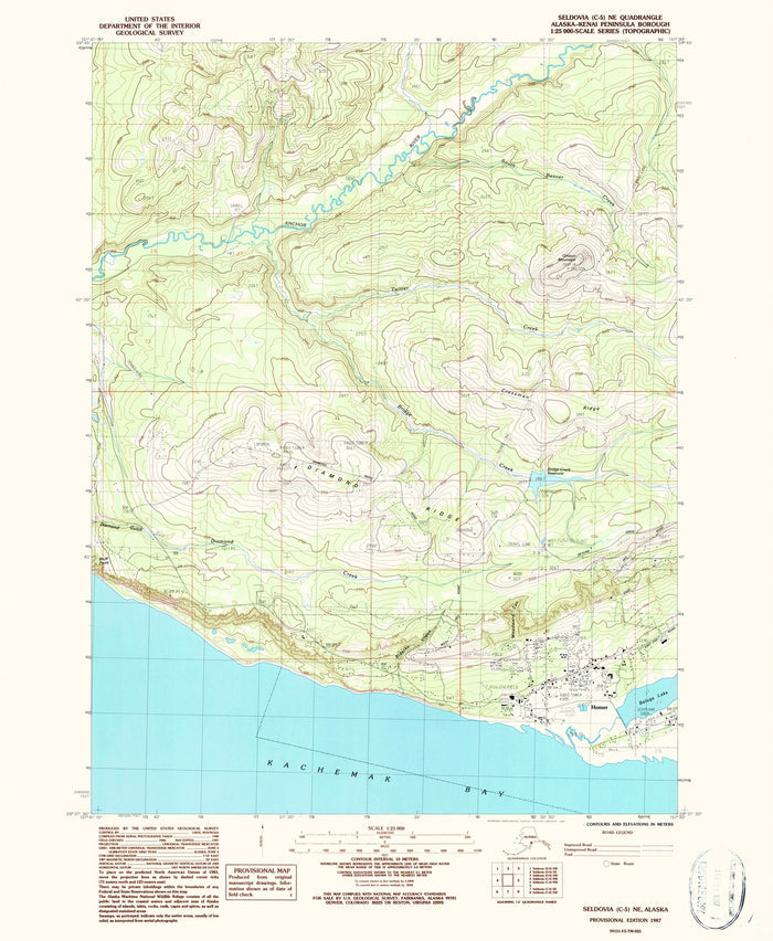 Map of Homer, Alaska by USGS, 1987 – Kachemak Bay, Seldovia & Kenai Peninsula
