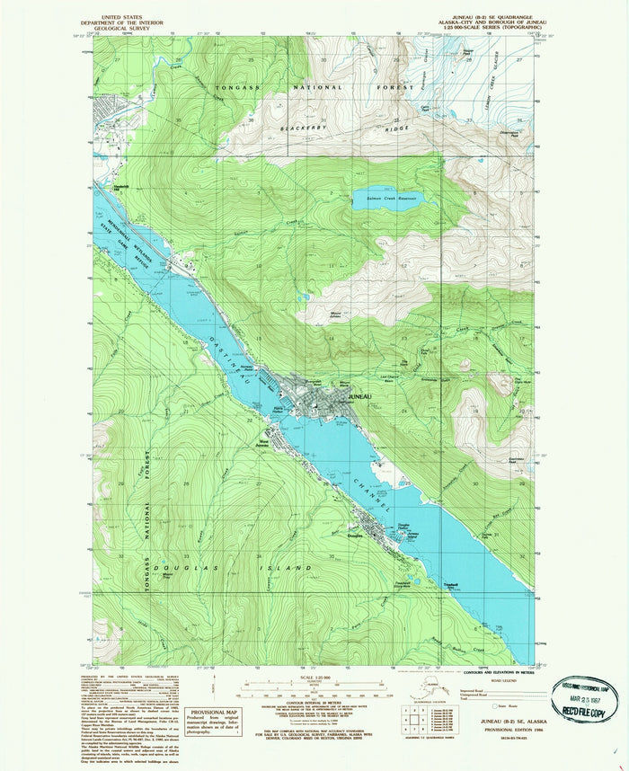 Map of Juneau, Alaska by USGS, 1986 – Douglas Island, Gastineau Channel & Mendenhall Glacier