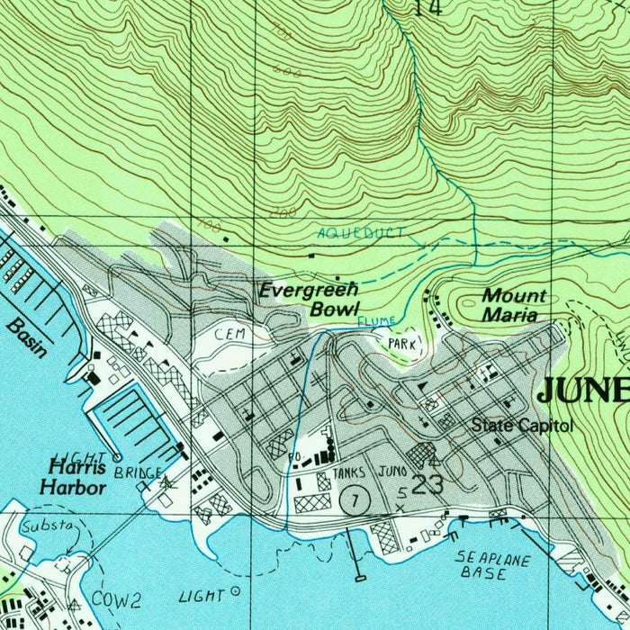 Map of Juneau, Alaska by USGS, 1986 – Douglas Island, Gastineau Channel & Mendenhall Glacier
