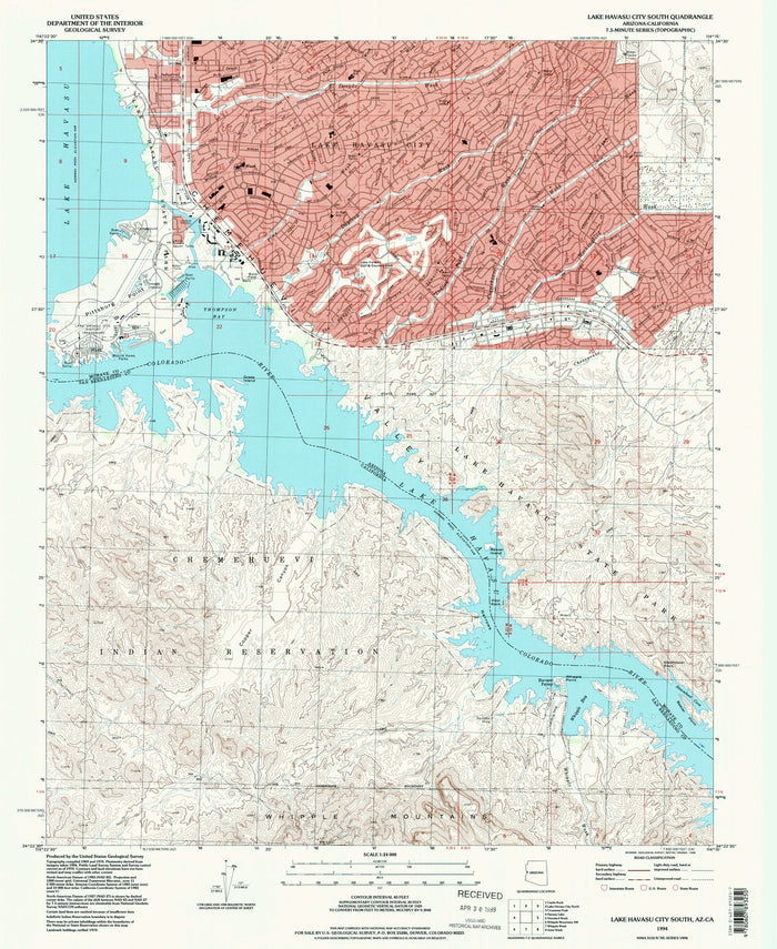 Map of Lake Havasu City, Arizona by USGS, 1994 – Lake Havasu & Colorado River