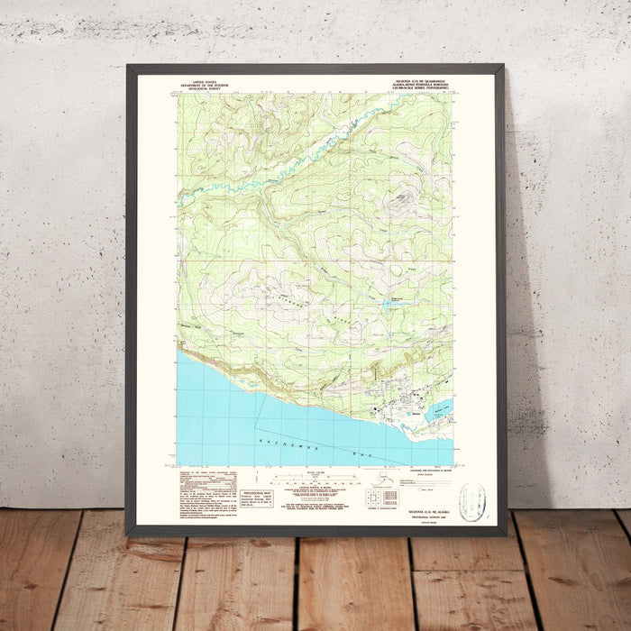 Map of Seldovia C-5 NE Alaska by USGS, 1987 – Homer, Kachemak Bay, Kenai Peninsula