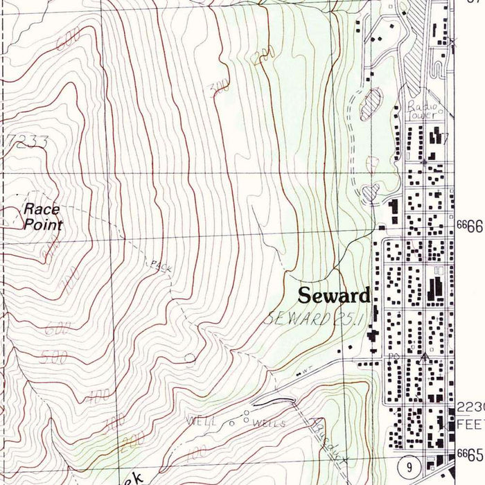 Map of Seward, Alaska by USGS, 1983 – Kenai Fjords National Park & Resurrection Bay