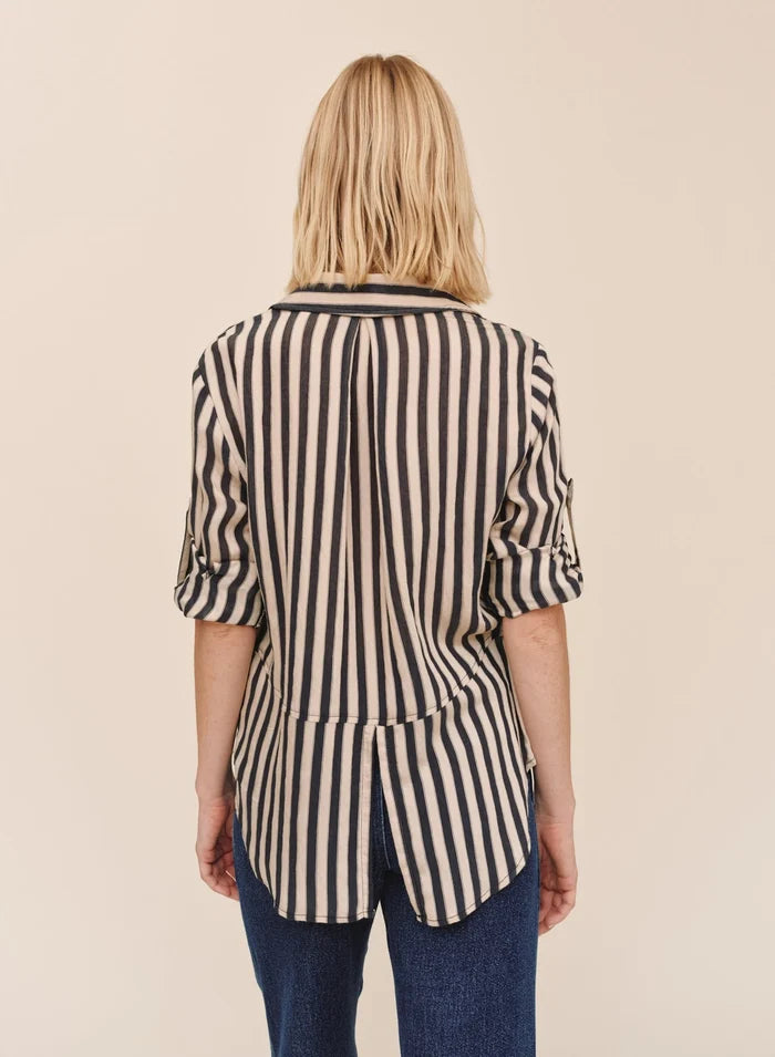 Margie Split Back Striped Button Down