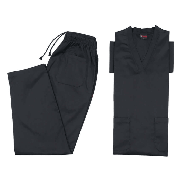 Black scrub set on a white background