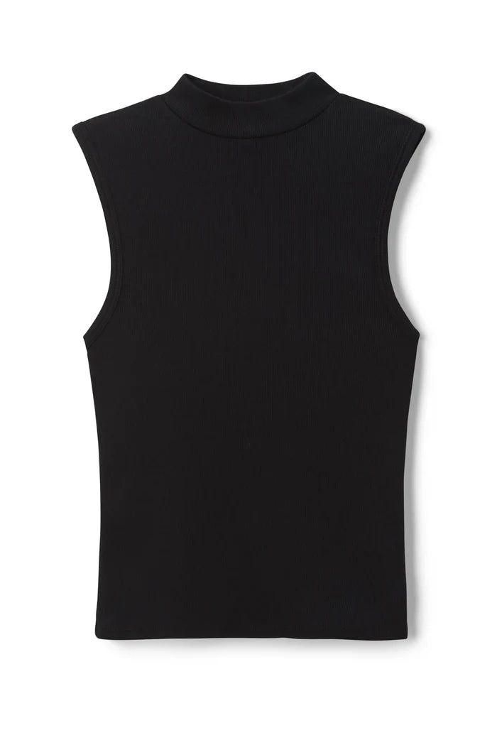 Mel Luxe Sleeveless Mock Neck Tank-Tru Black