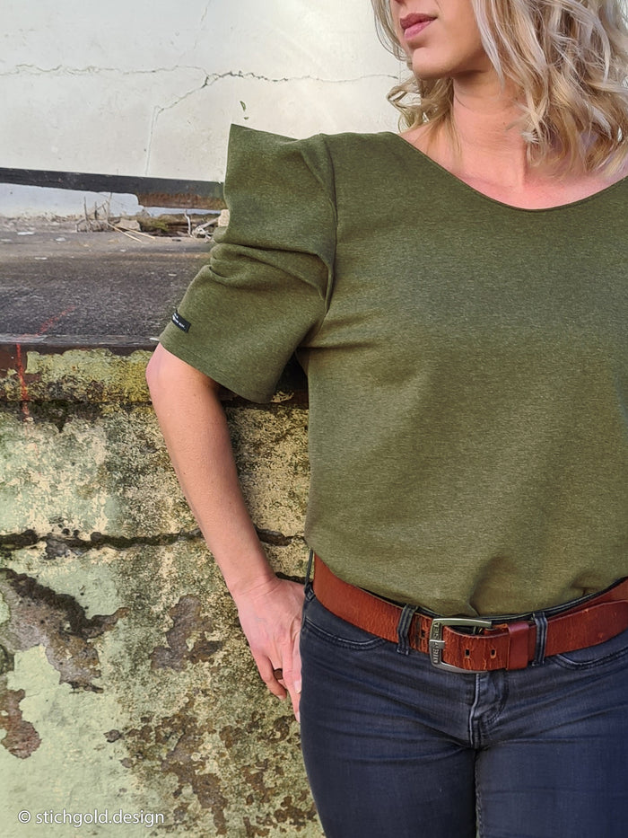 Melange Khaki Green Sweatshirt Fleece