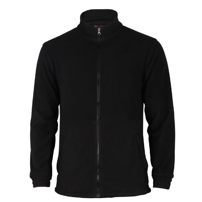 Black fleece jacket on a white background