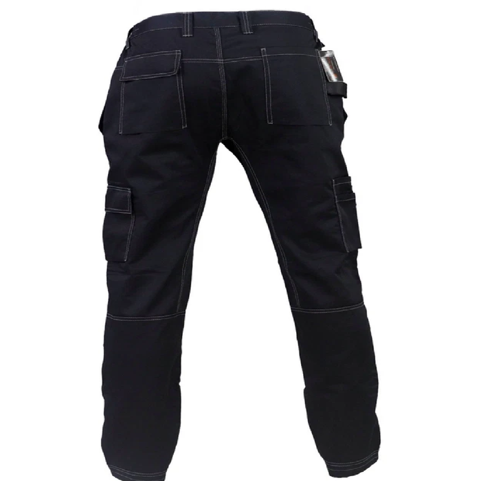 Black holster work pants back side 
with multiple pockets on a white background