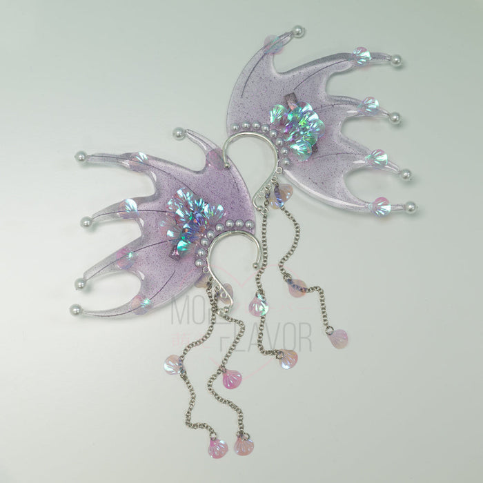 Mermaid Pearl Ear Clip – Siren Shell Clip-On Earrings with Chains