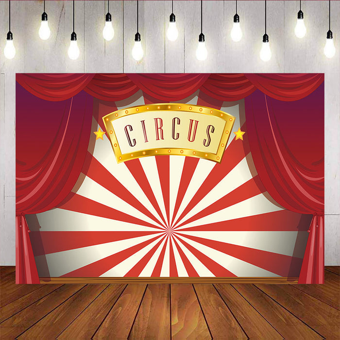 Mocsicka Circus Fun Fair Theme Party Decoration Red Curtain Stripes Backdrop-Mocsicka Party