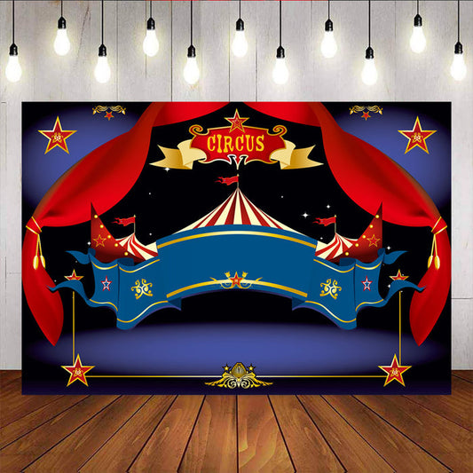 Mocsicka Circus Theme Happy Birthday Party Decor Golden Stars Fun Fair Photo Backdrop-Mocsicka Party
