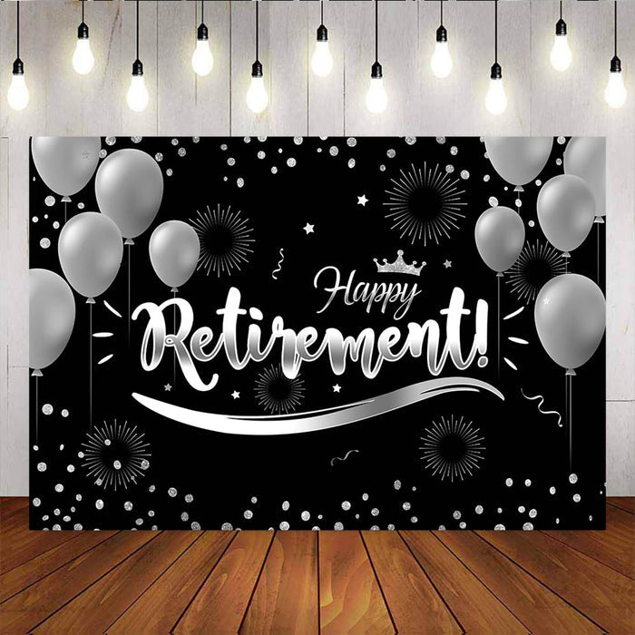 Mocsicka Happy Retirement Party Supplies Sliver Balloons and Stars Backdrop-Mocsicka Party