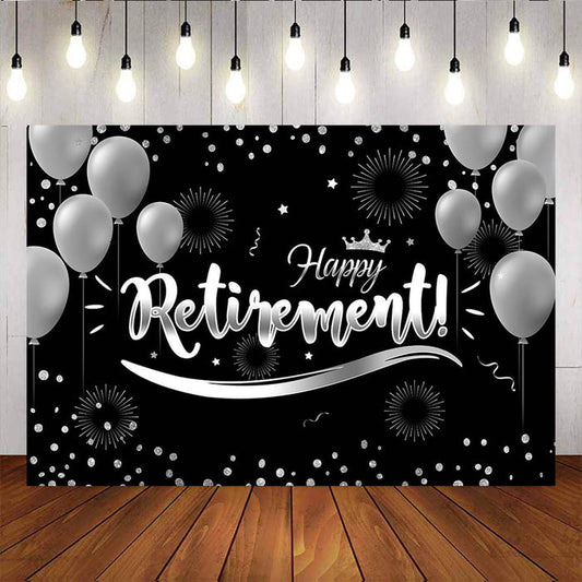 Mocsicka Happy Retirement Party Supplies Sliver Balloons and Stars Backdrop-Mocsicka Party