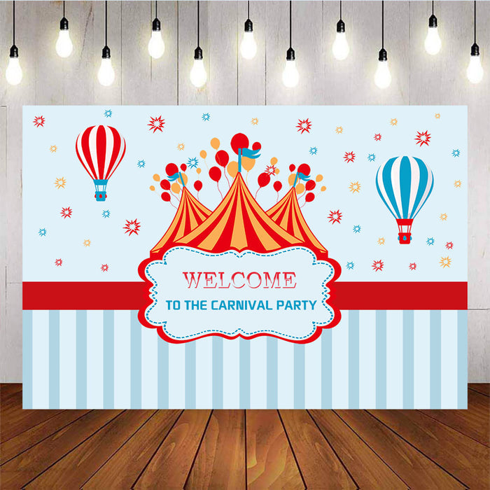 Mocsicka Welcome to the Carnival Party Backdrop Circus Fun Fair and Hot Air Balloon Background-Mocsicka Party