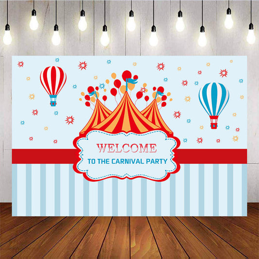 Mocsicka Welcome to the Carnival Party Backdrop Circus Fun Fair and Hot Air Balloon Background-Mocsicka Party