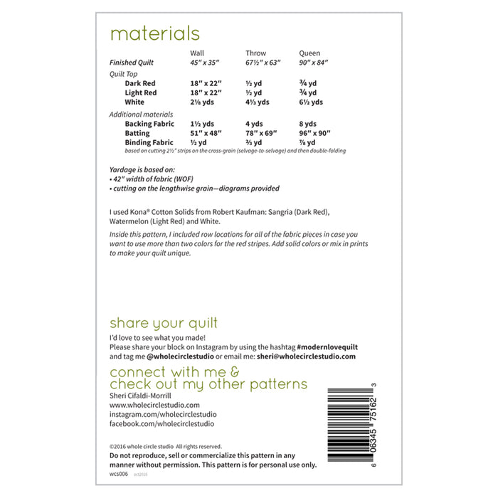 Modern Love Quilt Pattern - Whole Circle Studio