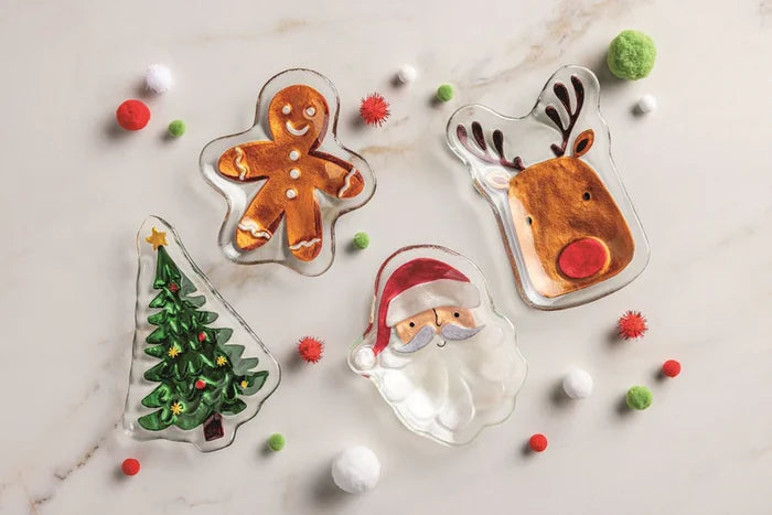 MUD PIE CHRISTMAS GLASS TIDBIT PLATE