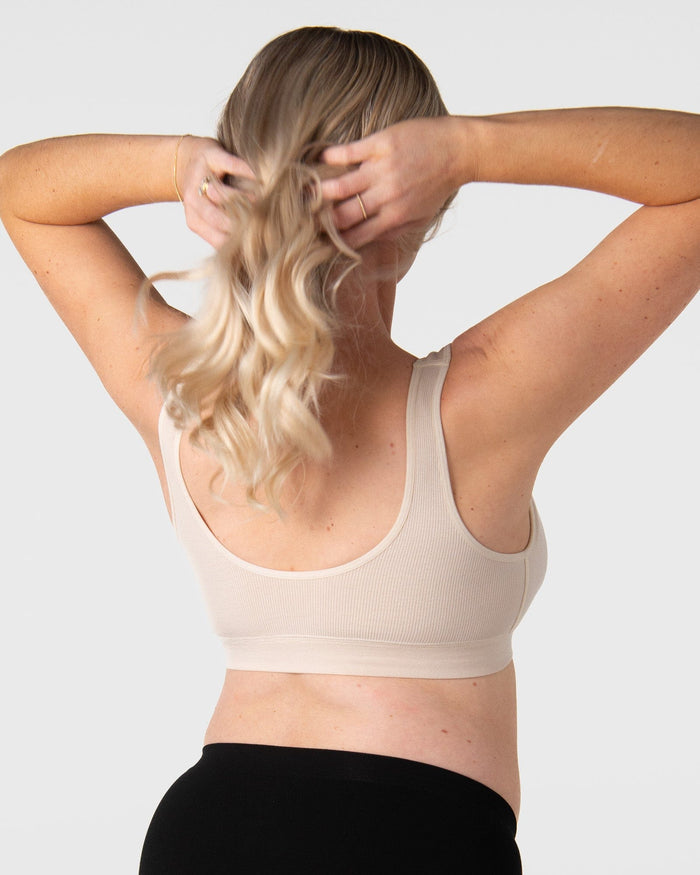 My Comfort Bra Oat — lifestyle shot, soft wirefree everyday bra — Hotmilk Lingerie