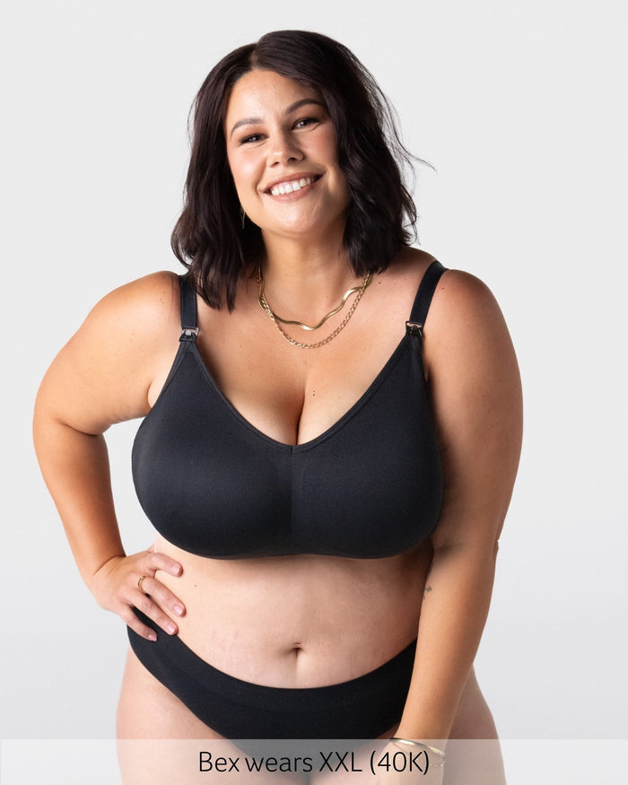 My Everyday FlexFit Nursing Bra in Black Busty — wirefree multifit nursing bra for larger cups — Hotmilk Lingerie