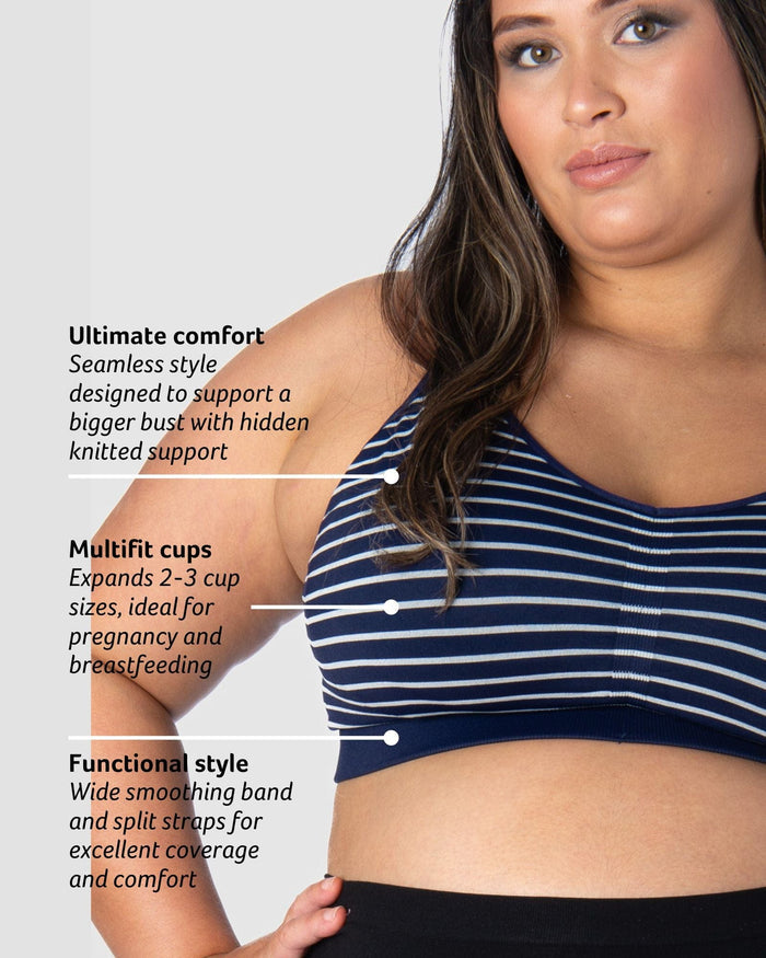 My Necessity Wirefree Nursing Bra - Navy Stripe Busty
