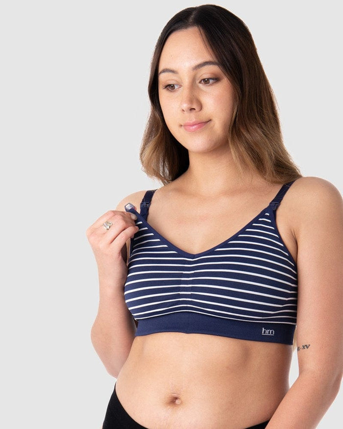 HOTMILK US MATERNITY AND NURSING MY NECESSITY NAVY STRIPE MULTIFIT REGULAR - WIREFREE