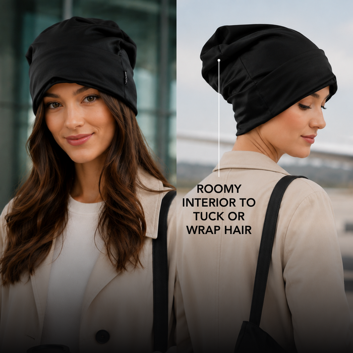 Nap Cap™ Travel — Modal Travel Beanie with Hidden Eye Mask & Satin Lining, Bundle 2
