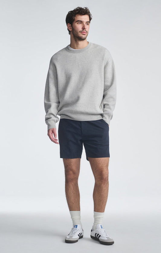 Nate Navy Seersucker Shorts 7”