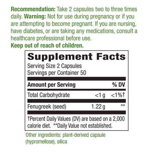 Nature's Way Fenugreek Seed, Traditional Lactation Support*, Non - GMO Project Verified, 100 Capsules - The Oasis of Health
