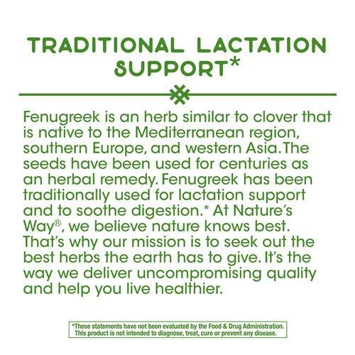Nature's Way Fenugreek Seed, Traditional Lactation Support*, Non - GMO Project Verified, 100 Capsules - The Oasis of Health