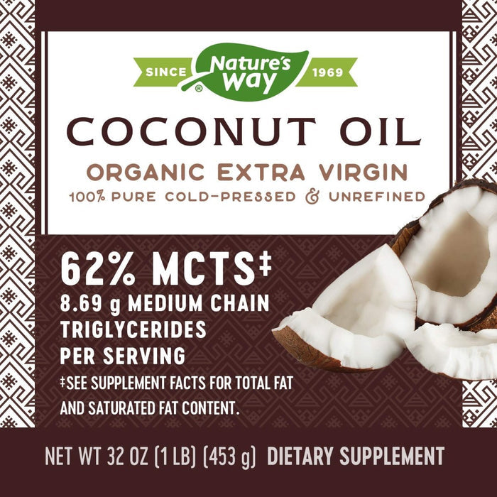 Nature's Way Organic Extra Virgin Coconut Oil, Pure & Unrefined, Cold - Pressed, USDA Organic, Non - GMO - The Oasis of Health