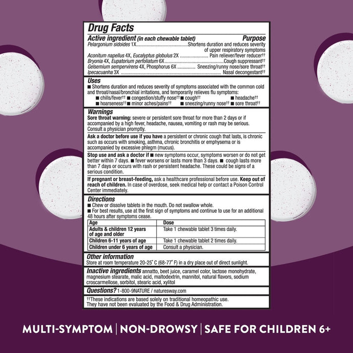 Nature's Way Umcka Cold+Flu Multi - Action Non - Drowsy, Berry Flavored, 20 Chewables - The Oasis of Health